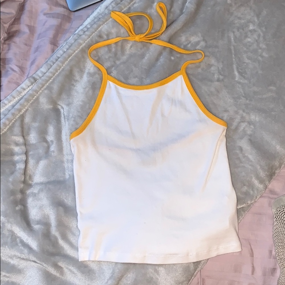 Forever 21 White Halter with Yellow Straps